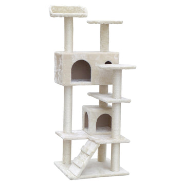 i.Pet Cat Tree 134cm Trees Scratching Post Scratcher Tower Condo House Furniture Wood Beige i.Pet